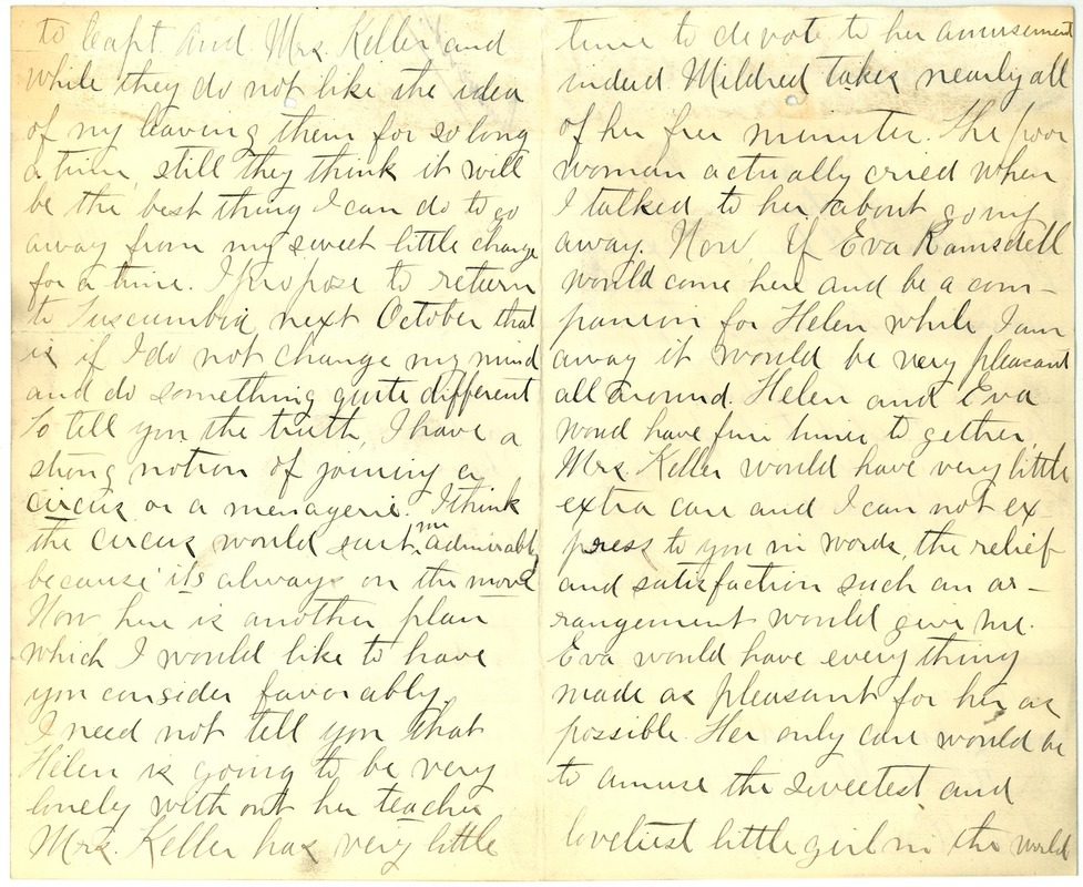 Letter from Annie Sullivan to Michael Anagnos, March 26, 1889 (pp. 2 & 3 of 5)