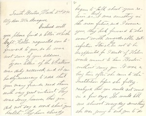 Letter from Annie Sullivan to Michael Anagnos, March 2, 1890 (pp. 1 & 2 of 6)