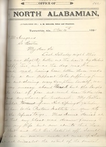 Letter from Capt. A. Keller to Michael Anagnos, Nov. 14, 1891 (p. 1 of 2)