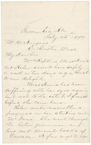 Letter from Capt. A. Keller to Michael Anagnos, February 25, 1894 (p. 1 of 3)