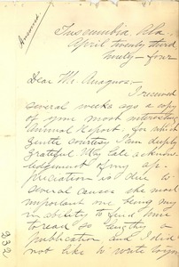 Letter from Annie Sullivan to Michael Anagnos, April 23, 1894 (p. 1 of 3)