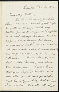 Letter from Samuel May, Leicester, [Mass.], to Mary Anne Estlin, Dec. 26, 1858