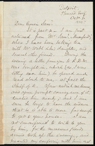 Letter from Samuel May, Detroit, to Samuel Joseph May, Oct. 1, [1870?]