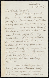 Letter from Samuel May, Leicester, [Mass.], to Charles Calistus Burleigh, Aug. 21 / 71