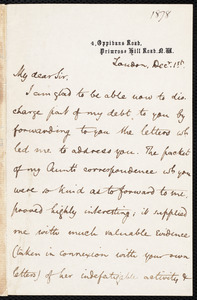 Letter from Joseph Estlin Carpenter, [London], to Samuel May, Dec. 1st, 1878