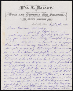 Letter from William Shreve Bailey, Nashville, Tenn., to Samuel May, Sept. 29th, 1880