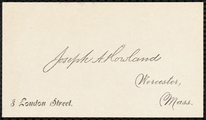 Letter from Joseph Avery Howland, Worcester, [Mass.], to Samuel May, April 6, 1887
