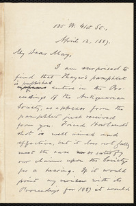Letter from Oliver Johnson, [New York], to Samuel May, April 12, 1887