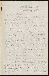 Letter from Oliver Johnson, [New York], to Samuel May, April 19, 1887