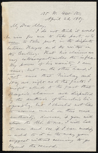 Letter from Oliver Johnson, [New York], to Samuel May, April 26, 1887
