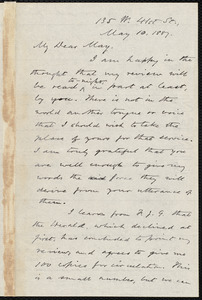 Letter from Oliver Johnson, [New York], to Samuel May, May 10, 1887