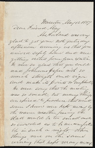 Letter from Joseph Avery Howland, Worcester, [Mass.], to Samuel May, May 12, 1887