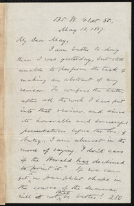 Letter from Oliver Johnson, [New York], to Samuel May, May 13, 1887