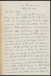 Letter from Oliver Johnson, [New York], to Samuel May, May 30, 1887