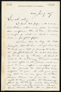Letter from Francis Jackson Garrison, Boston, to Samuel May, June 9, 1887