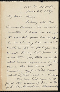 Letter from Oliver Johnson, [New York], to Samuel May, June 20, 1887