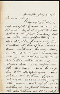 Letter from Joseph Avery Howland, Worcester, [Mass.], to Samuel May, July 6, 1887