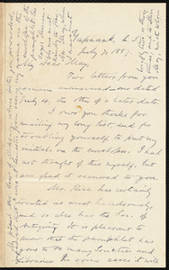 Letter from Oliver Johnson, Yaphank, L.I., [N.Y.], to Samuel May, July 7, 1887