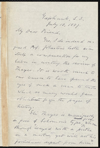 Letter from Oliver Johnson, Yaphank, L.I., [N.Y.], to Samuel May, July 10, 1887