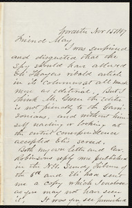 Letter from Joseph Avery Howland, Worcester, [Mass.], to Samuel May, Nov. 15, 1887