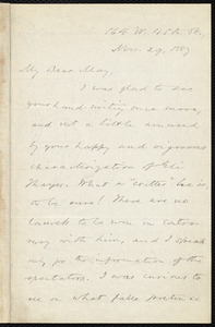 Letter from Oliver Johnson, [New York], to Samuel May, Nov. 29, 1887