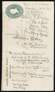 Notes on an envelope by Samuel May, [1893?]
