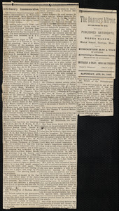 Newspaper clipping, "Anti-slavery Commemorations," Danvers, [Mass.], Apr. 29, 1893