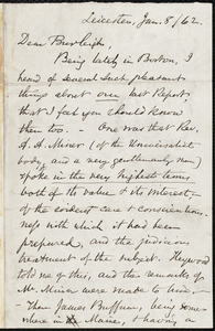 Letter from Samuel May, Leicester, [Mass.], to Charles Calistus Burleigh, Jan. 8 / 62