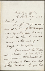 Letter from Oliver Johnson, New York, to Samuel May, 10 Jan., 1862