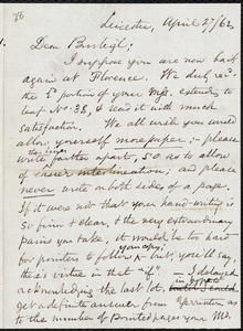 Letter from Samuel May, Leicester, [Mass.], to Charles Calistus Burleigh, April 27 / 62