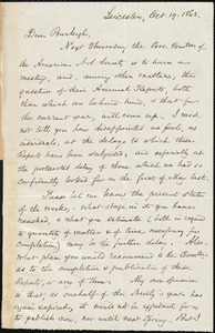 Letter from Samuel May, Leicester, [Mass.], to Charles Calistus Burleigh, Oct. 19, 1862