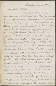 Letter from Samuel May, Leicester, [Mass.], to Richard Davis Webb, Nov. 4, 1862