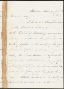Letter to Samuel May, Portland, [Maine], Jan. 26, [1863]