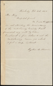 Letter from Lydia M. Plumer, Newbury, [Mass.], to Samuel May, Feb. 10th, 1863
