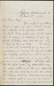 Letter from Charles Stockman Spooner Griffing, Jefferson, Ashtabula Co, Ohio, to Samuel May, March 1st, 1863