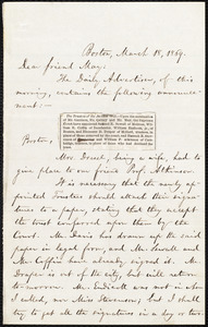 Letter from William Lloyd Garrison, Boston, to Samuel May, March 18, 1859