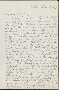 Letter from Richard Davis Webb, Dublin, to Samuel May, 16 / April, 1858