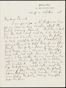 Letter from Richard Davis Webb, Dublin, to Samuel May, 9 of October, 1858