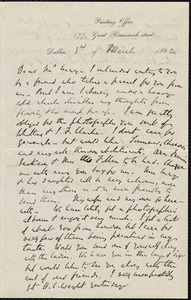 Letter from Richard Davis Webb, Dublin, to Samuel May, 3rd of March, 1862