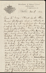 Letter from Richard Davis Webb, Dublin, to Samuel May, Nov. 18, 1862