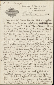Letter from Richard Davis Webb, Dublin, to Samuel May, Oct. 21, 1863