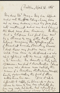 Letter from Richard Davis Webb, Dublin, to Samuel May, April 26, 1865