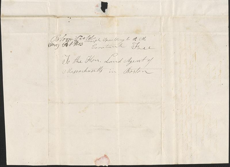 Joseph Spaulding to the Land Agent, 22 September 1832 - Digital ...