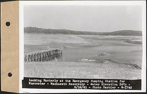Looking easterly at the emergency pumping station for Worcester, water elevation 367+/-, Wachusett Reservoir, Clinton, Mass., Sep. 10, 1941