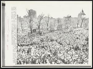 Students Protest War - Thousands of college students from the Boston area converged on the Massachusetts State House grounds today to protest war and killing of four students at Kent State by National Guardsmen.