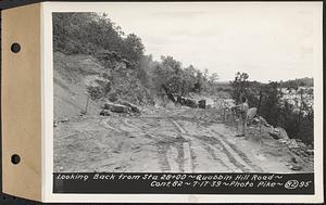 Contract No. 82, Constructing Quabbin Hill Road, Ware, looking back from Sta. 28+00, Ware, Mass., Jul. 17, 1939