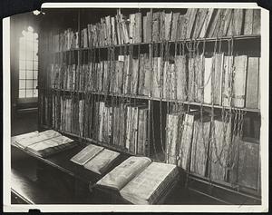 Hereford's Chained Library So valuable are the ancient illuminated volumes in the library of Hereford Cathedral, England, that they are chained to their shelves. This ancient Cathedral was ejected in 676 and was the tomb of Ethelbert, king of the East Angles, who was beheaded by Offa, king of the Mercians.