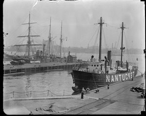 Foreground: New lightship Nantucket. Background: Training ship Nantucket.