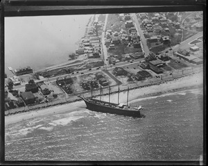 Schooner Nancy from the air - ashore at Nantasket beach