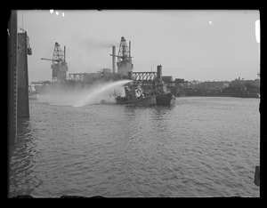 Small steamer burns off army base. 'Lieut. Wm. C. Brown Jr.'